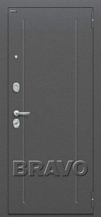 Стальная дверь Bravo серия «Оптим Декор» Флэш Bianco Veralinga/Reflex вид снаружи