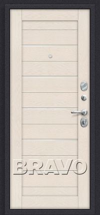 Стальная дверь Bravo серия «Оптим Декор» Сканди П-37 (Graphite Wood)/Cappuccino Softwood вид изнутри