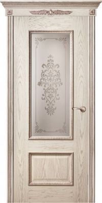 межкомнатная дверь Оникс «Марсель с декором» (остекленная, патина)