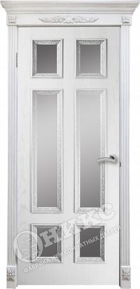межкомнатная дверь Оникс «Гранд» (остекленная, патина серебро)