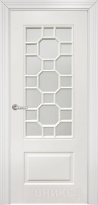 межкомнатная дверь Оникс «Марсель с фрезой» (остекленная, Эмаль белая)