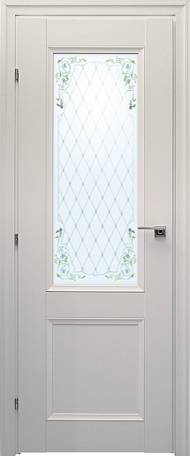 межкомнатная дверь Краснодеревщик «Модель 33.24Ф» (Цветное стекло, Белый с декором косичка)