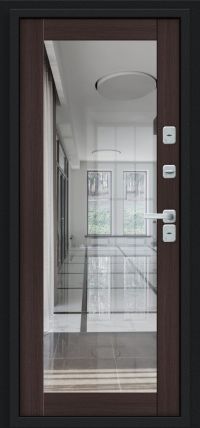 Входная дверь Bravo серия «Оптим Термо» Thermo Флэш Декор Букле черное/Wenge Veralinga вид изнутри