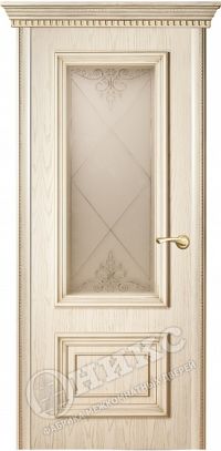 межкомнатная дверь Оникс «Мадрид остекленный» (остекленная (контурный витраж №1), патина золото)