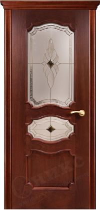 межкомнатная дверь Оникс «Барселона» (остекленная (Бевелс), красное дерево с черной патиной)
