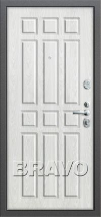 Стальная дверь Groff серия «Premium» Р2-205 П-25 (Беленый Дуб) вид изнутри