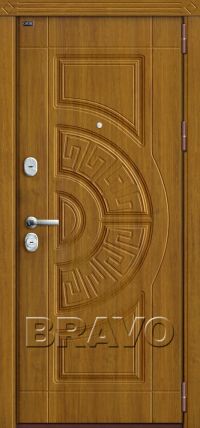 Стальная дверь Groff серия «Premium» Р3-302 П-4 (Золотой Дуб) вид снаружи