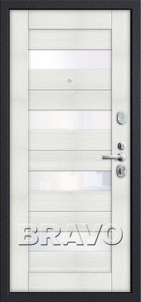 Стальная дверь Groff серия «Тechnics» T3-223 П-28 (Темная Вишня/Bianco Veralinga) вид изнутри
