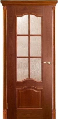 межкомнатная дверь Оникс «Классика» (остекленная решетка двухфиленчатая, красное дерево)