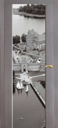 межкомнатная дверь Оникс «Фотопечать» (остекленная до пола, серый дуб)