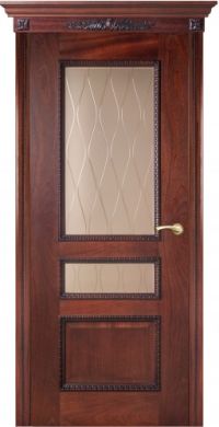 межкомнатная дверь Оникс «Версаль с декором» (остекленная, красное дерево)