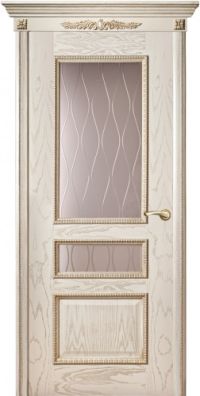 межкомнатная дверь Оникс «Версаль с декором» (остекленная, золотая патина)