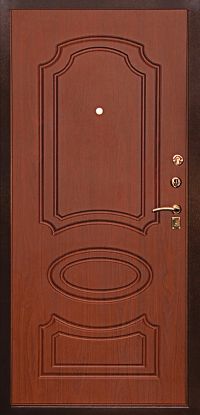 Стальная дверь Комфорт «Фреза» (тесненый орех) вид изнутри