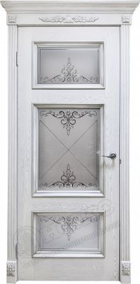 межкомнатная дверь Оникс «Прованс» (остекленная (контурный витраж №1), патина серебро)