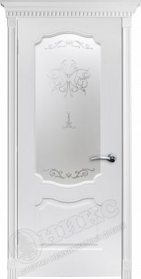 межкомнатная дверь Оникс «Венеция фреза» (остекленная (контурный витраж №2), эмаль белая)